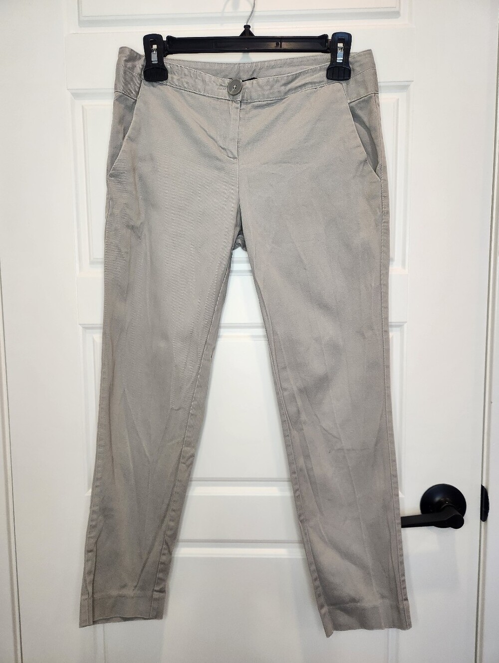Sz 4 Jacob Cotton Blend Light Beige Khaki Women's Ankle Pants - Picture 2 of 6